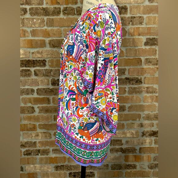 NWOT trina Turk caftan tunic beach swimsuit coverup lace up paisley pattern s XS - Picture 4 of 13